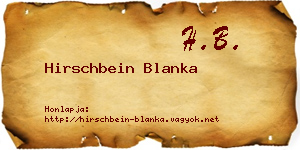 Hirschbein Blanka névjegykártya